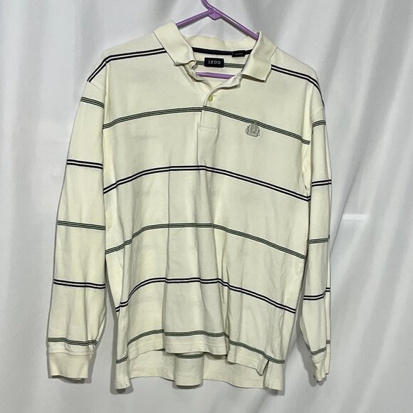 Long Sleeve IZOD Polo Shirt Sz L - Picture 1 of 9